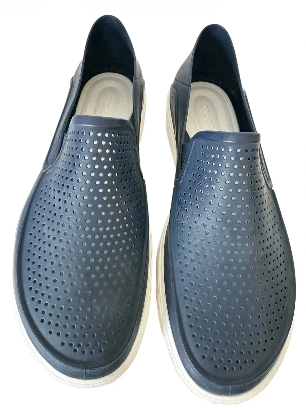 CROCS CitiLane Roka Perforated Slip-On Loafers Blue with White Soles size 11